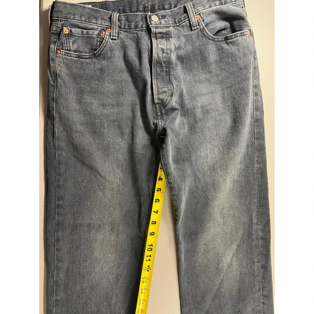 Levi's 501 Original Fit Jeans Mens 36x32 Gray Blue Denim Straight Leg Pants